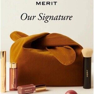 Merit Corduroy Signature Beauty Makeup Bag Tote Pouch Slouch Brown Mustard Knot
